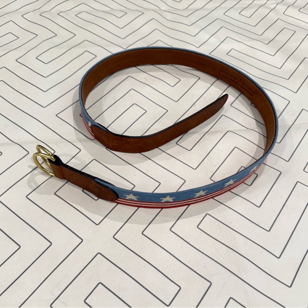 Smathers & Branson American Flag Needlepoint Belt